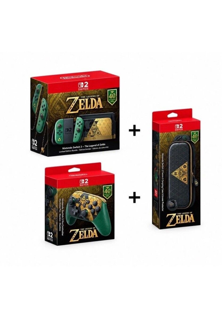 Nintendo Switch 2 Zelda 40th Anniversary Console Controller Case Bundle